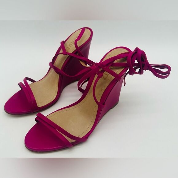 Schutz | Deonne Wedges | Ankle Tie | Hot Pink | Size 6.5, 7 - Picture 5 of 11